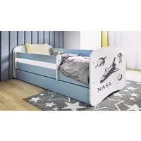 Raumhirsch Furniture Kinderbett 70x140, 80x160, 80x180 cm - Komplettset mit Matratze & Schublade (Bett für Jungs, Einzelbett für Kinder 2–12 Jahre mit Rausfallschutz), verschiedene Farben & Designs
