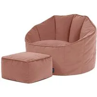 icon Sitzsack Sessel aus Samt „Sirena“ mit Hocker (Spar-Set, 1 x Sitzsack, 1 x Fußhocker), Sitzsack XXL, Made in Germany, für Erwachsene & Kinder