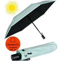 iX-brella Taschenregenschirm Sonnen-Regenschirm mit UPF 50+, UV-Hitze-Schutz, für Damen, mit Auf-Zu-Automatik, innen schwarz