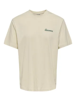 only & sons - T-Shirt mit Backprint beige - Gr. - S
