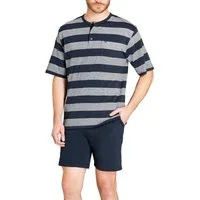 Hajo Shorty Klima Light kurzer Herren Schlafanzug (Set, 2 tlg) Rundhals mit Knopfleiste - aus Baumwoll-Mix