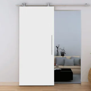 Holzschiebetür 900x2065mm Weiß offene Laufschiene Komplettset Stangengriff Softclose