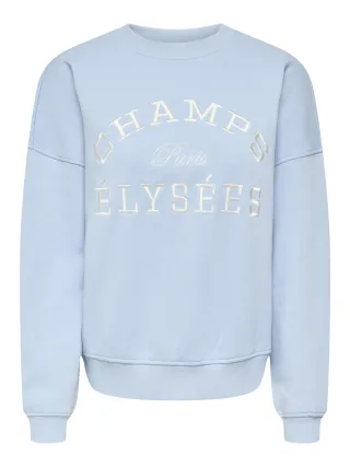 JDY - JDYMESA L/S O-NK EMB SWEAT JRS NOOS Cashmere Blue - Gr. - M