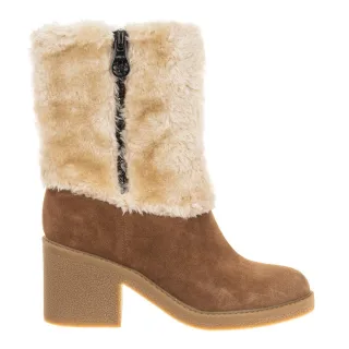 Flache Stiefelette aus Wildleder mit runder Spitze FLRIL4SUE10 woman