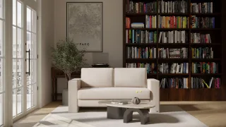 BRUNO Schlafsofa 140cm in Creme Ecru Beige | Kubus | stabiles Massivholz & Boxspringkomfort
