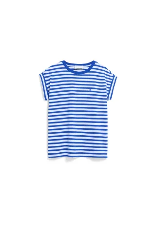 Armedangels - IDAARA STRIPE T-SHIRT white-dynamo blue - Gr. - S
