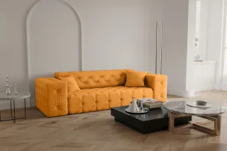 Sofa Designersofa CHANTAL 3-Sitzer in Stoff Opera Velvet Gelb