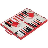 relaxdays Spiel Roter Backgammon Koffer, Strategiespiel