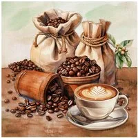 ti-flair Papierserviette, Servietten Papier 33x33cm 3-lagig mit Kaffee & Bohnen Motiv 20 Stück