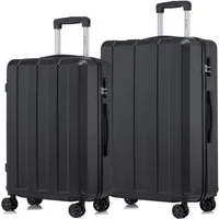 YONSLY Kofferset Reisekoffer Rollkoffer Hartschale für Kurz- und Urlaubsreisen, 4 Rollen, (Spar-Set, 2 tlg., Hartschalen Trolley Set), ABS mit Zahlenschloss, 360°-Rollen und komfortablem Gummigriff