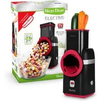 Genius Gemüseschneider Nicer Dicer Electro, 25 tlg, Gemüsehobel elektrisch, 6 Einsätze, 80 W, Extra-scharfe G-NOX Edelstahlklingen, einfache Reinigung, kompakt