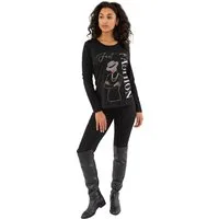 Gio Milano 3/4-Arm-Shirt G29-1117, Shirt "just Fashion" mit Strassbesatz leicht abgerundeter Saum
