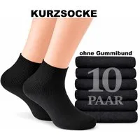 Cocain underwear Kurzsocken Kurze Damen Herren Diabetiker Socken ohne Gummi schwarz 100% Baumwolle (10-Paar) handgekettelte Spitze ohne drückende Naht
