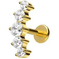 PIERCINGLINE Piercing-Set Titan Labret mit Innengewinde 5 EINGEFASSTE KRISTALLE (Labrets, 1-tlg)