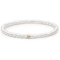 Gaura Pearls Perlenarmband klassisch weiß rund 4-4.5 mm, 17,5 cm flex, echte Süßwasserzuchtperle, Roségold plattierte 925er Silber