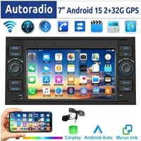 ESSGOO 7" Android 15 Für Ford Focus Transit MK7 C S-Max Fiesta Galaxy Kuga Autoradio (RDS, 2+64GB(optional), 4G, FM, DAB+ (optional), GPS Navi Carplay Android Auto Bluetooth EQ USB WIFI Touchscreen SWC)