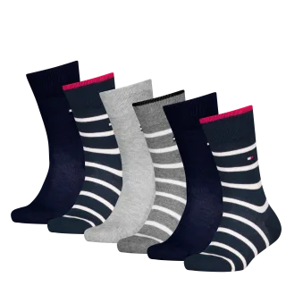 Tommy Hilfiger Socken "TH KIDS SOCK 6P BRETON STRIPE ECOM" 6 Paar, gestreift und uni