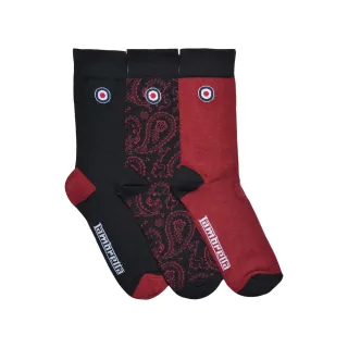 Lambretta - Socken für Herren(3er-Pack) (Schwarz/Burgunderrot)