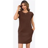 Imily Bela Minikleid Damen Lockeres Gerades Kleid (Packung, 1-tlg., 1per-Pack) einfarbig