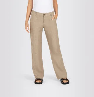 MAC - MAC JEANS - NORA, Pure linen braun - Gr. - 34