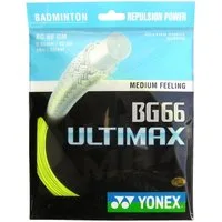 Yonex Badmintonsaite BG 66 Ultimax (Power+Komfort) gelb 10m Set, Saitendicke: 0.65