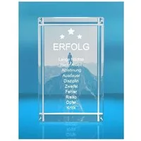 VIP-LASER Dekofigur 3D Glasquader Motivationsspruch Weg zum Erfolg Geschenk für, Hochwertige Geschenkbox, Made in Germany, Familienbetrieb
