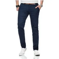 Maurelio Modriano Straight-Jeans Maurelio Modriano Herren Designer Chino Hose MM015 mit Stretchanteil und passendem Gürtel