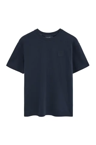 T-Shirt marineblau mit Mikrostruktur und Polo Club Patch