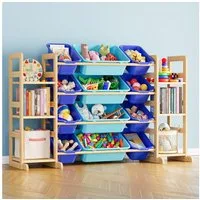 SpaceAid Kinderregal Spielzeug Regal, mit 6 Regalen und 12 Behältern, Bücherregal Kinder