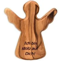 Kassis Geschenkartikel Engelfigur Schutzengel als Handschmeichler mit Spruch "Ich bin stolz auf dich", handgefertigt in Bethlehem, Geschenk zu mehreren Anlässen