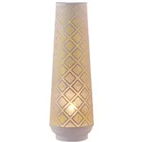 Marrakesch Orient & Mediterran Interior Nachttischlampe Boho Tischlampe Qantas handgefertigt aus Metall in Weiß 47 cm im Trend, Handarbeit