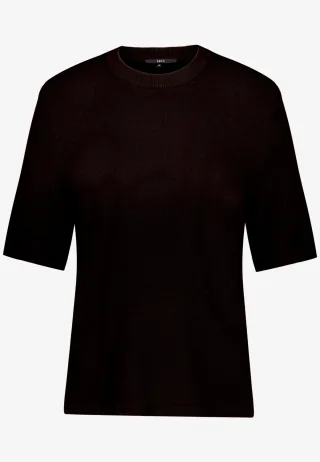 zero - Basic-Strickpullover kurzarm chocolate plum - Gr. - 38