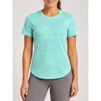 FemmeTone Funktionsshirt Damen Fitness-Shirt Kurzarm, schnelltrocknendes Workout-Shirt Leichtes Laufshirt für Frauen, texturiertes Activewear-T-Shirt