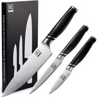ZAYIKO Messer-Set 3er Küchenmesser-Set 8 bis 20 cm Edelstahlklingen mit ABS Griffen (Stahlmesser mit Geschenkbox, 3-tlg., 3er Edelstahl-Messer-Set), Deutscher Edelstahl 1.4116