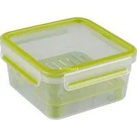 CLIP & GO Sandwichbox XL 1,3 Liter, Lunch-Box transparent/grün, mit Gittereinsatz für 2. Ebene