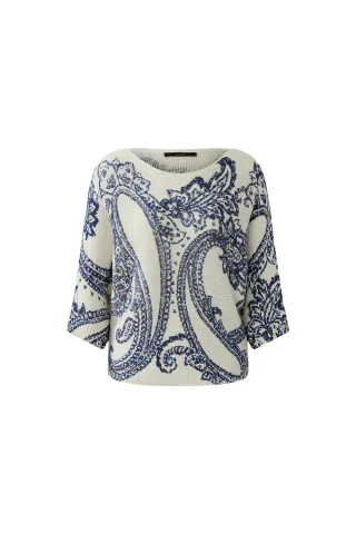 Oui - Pullover white blue - Gr. - 42