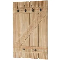 BERLINLODGE® Wandgarderobe Garderobe Garderobenpaneel HxBxT 91x60x10cm 6 Haken, Landhaus-Design: Shabby-Look für charmante & wohnliche Akzente
