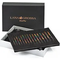 LANA GROSSA Rundstricknadeln VARIO Rundstricknadel-Set DESIGN-HOLZ Multicolor, Stricknadelset mit acht Nadelspitzenpaaren aus Holz 3,5 - 8,0 mm, Rundstricknadel-Set, Design-Holz, Multicolor, Schraubsystem