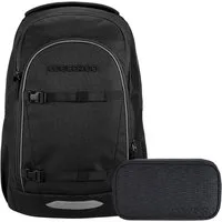 coocazoo Schulranzen Schulrucksack-Set EVERY Midnight Black 2-teilig (2-teilig), ergonomisch, rückenschonend, Leichtgewicht