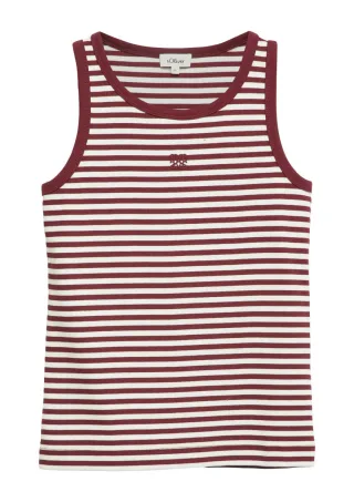s.Oliver Red Label - Geripptes Basic Top rot/weiß - Gr. - 38
