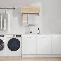 furnicato Kleiderschrank Kompakter 70x32,5x35 cm Sonoma-Eiche (1-St) Hängeschrank mit Kleiderstange und Fach für das Badezimmer