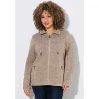 Ulla Popken Sweatjacke Strickfleece-Jacke Stehkragen Zipptaschen