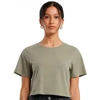 Build Your Brand Rundhalsshirt Damen Cropped Tee / Single Jersey / Kurz geschnitten