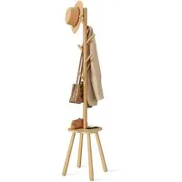 VASAGLE Kleiderständer Garderobenständer, für Mäntel, Hüte, Taschen, Eingangsbereich, Flur, mit 8 Haken und Ablagefläche, naturbeige