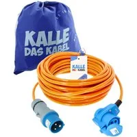 KALLE DAS KABEL Kalle Verlängerungskabel CEE 230V16A 2,5 Winkel Signal Orange IP44 30m Verlängerungskabel, CEE 230V, 16A, CEE Winkelkupplung 230V, 16A mit rückseitiger Schuko Steckdose (3000 cm)