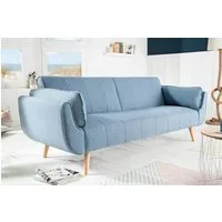 riess-ambiente Schlafsofa DIVANI 220cm hellblau/natur - Strukturstoff, Gummibaum, scandi, Retro, Einzelartikel 1 Teile, 3-Sitzer mit Bettfunktion - ideal für Wohn- und Schlafzimmer oder Loft