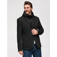OMBRE Sakko mit Kapuze Herren Blazer mit abnehmbarer Kapuze Casual Schwarz M (kein Set, 1-tlg) leicht gefüttert