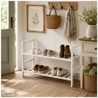 HTI-Living Schuhregal Schuhregal 2 Ebenen Anea Holz Weiß, Stück 1-tlg., Schuhablage Bambus