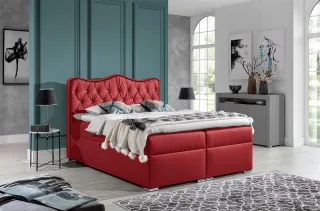 Boxspringbett Schlafzimmerbett SAHAN 220x200cm Kunstleder Rot
