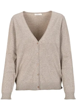 CLARINA - V-Cardigan, 1/1 Arm, uni taupe mel. - Gr. - 40